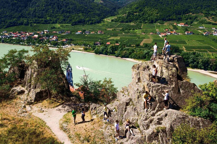 Grape Grazing: Wachau Valley Winery Biking Tour - Riding toward Weißenkirchen and crossing the Danube